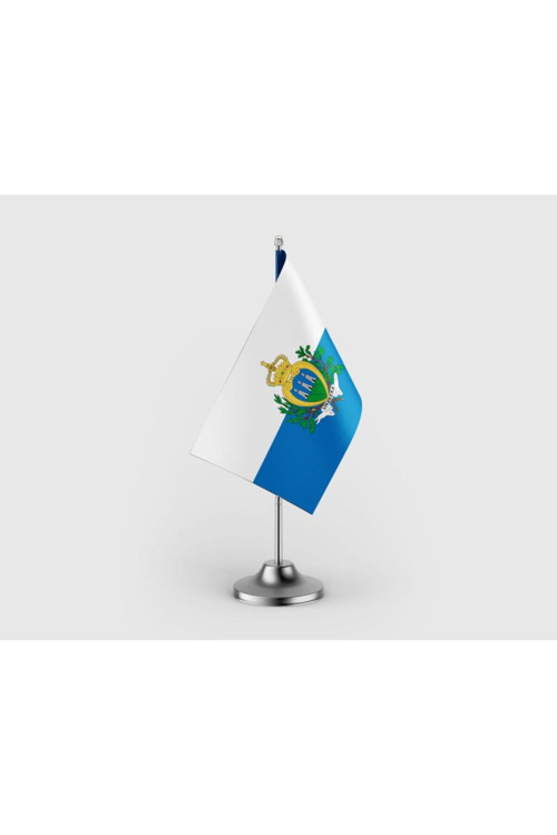 San Marino Devleti Tekli Saten Masa Bayrağı Seti