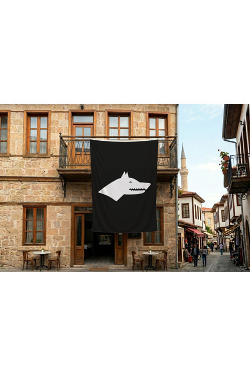 Siyah Göktürk Bayrağı 140gr Premium Raşel Kumaş 300x450cm