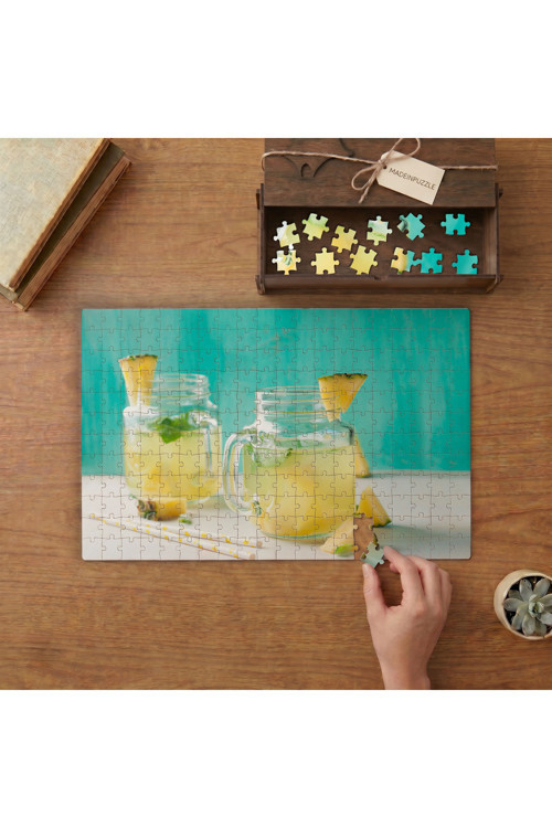 Ananas Suyu - Soğuk İçecekler Tasarımı 240 parça Ahşap Puzzle Ahşap Kutuda MP03484