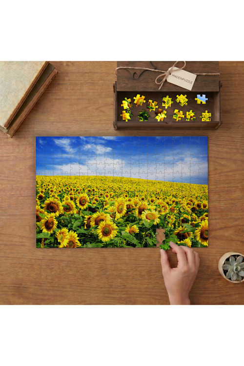 Ayçiçeği Tarlası - Manzara Tasarımı 240 parça Ahşap Puzzle Ahşap Kutuda MP02511