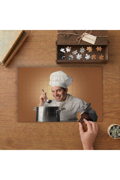 Aşçı Adam Tasarımı 240 parça Ahşap Puzzle Ahşap Kutuda MP00775