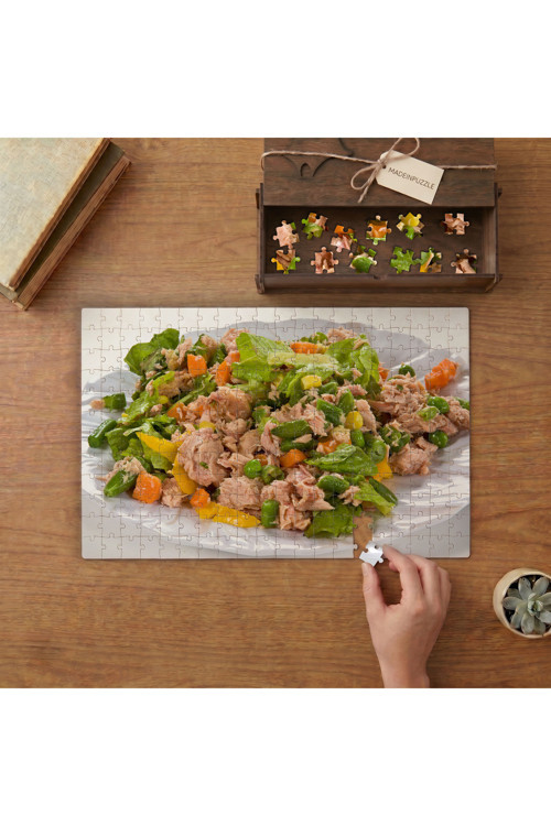 Balıklı Salata Tasarımı 240 parça Ahşap Puzzle Ahşap Kutuda MP01802