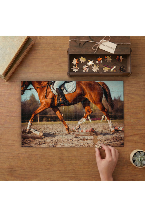 At ve Binicilik Tasarımı 240 parça Ahşap Puzzle Ahşap Kutuda MP07714
