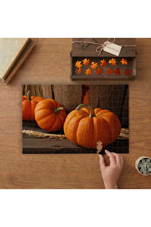 Balkabakları - Cadılar Bayramı Tasarımı 240 parça Ahşap Puzzle Ahşap Kutuda MP01807
