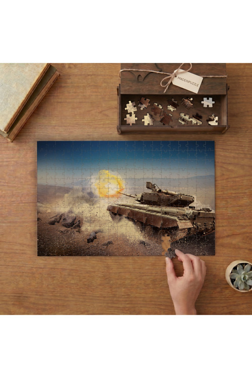 Ateş Açan Tank Tasarımı 240 parça Ahşap Puzzle Ahşap Kutuda MP08141