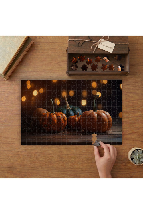 Bal Kabakları - Hallowen Tasarımı 240 Parça Ahşap Puzzle Ahşap Kutuda MPY20064
