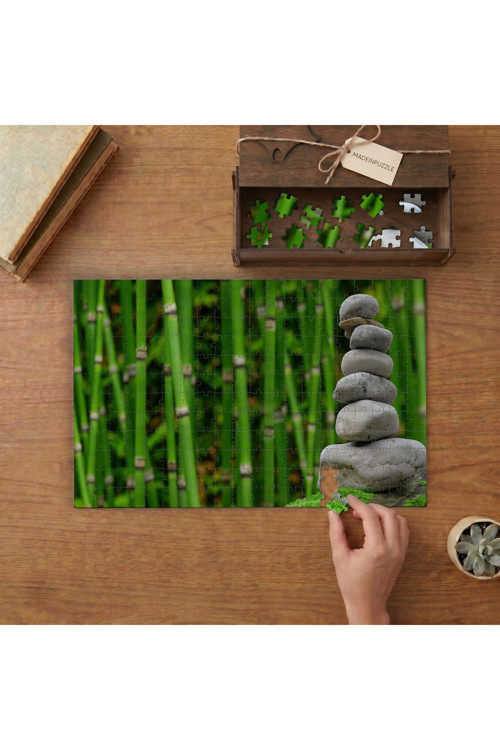 Bambu Ağaçları - Dizili Taşlar Tasarımı 240 parça Ahşap Puzzle Ahşap Kutuda MP05589