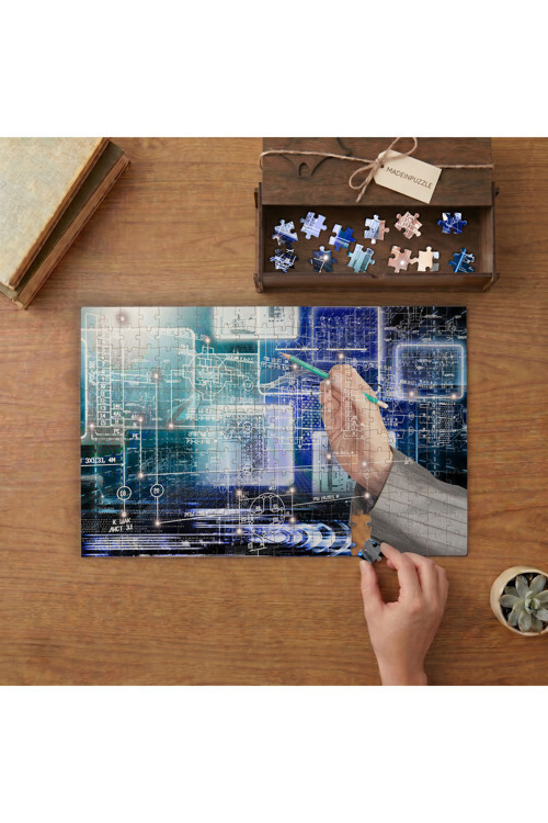 Bilişim - Elektronik - Teknoloji Tasarımı 240 parça Ahşap Puzzle Ahşap Kutuda MP02333