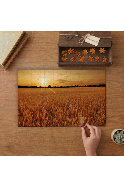 Buğday Tarlası - Günbatımı Tasarımı 240 parça Ahşap Puzzle Ahşap Kutuda MP04659