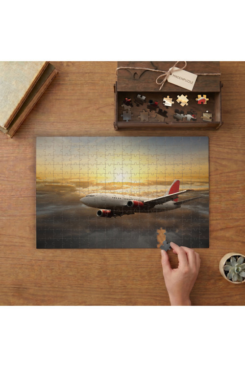 Bulutların Arasındaki Uçak Tasarımı 240 parça Ahşap Puzzle Ahşap Kutuda MP04817