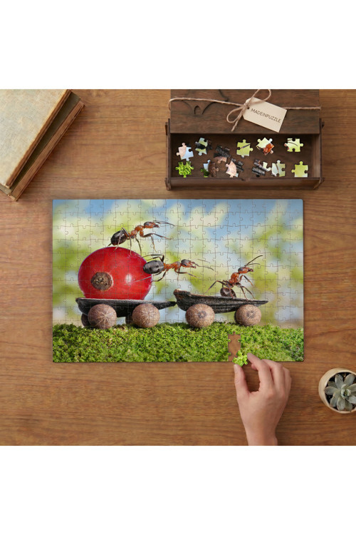 Çalışkan Karıncalar Tasarımı 240 parça Ahşap Puzzle Ahşap Kutuda MP10475