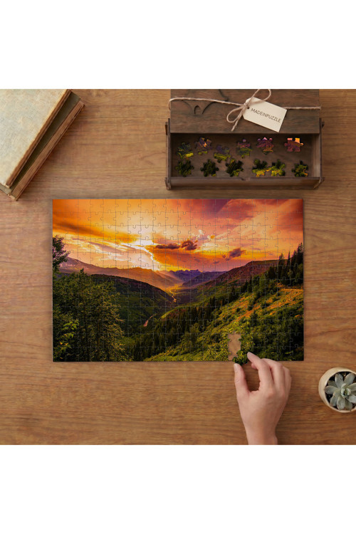 Dağlar - Gün Batımı - Manzara Tasarımı 240 parça Ahşap Puzzle Ahşap Kutuda MP05720