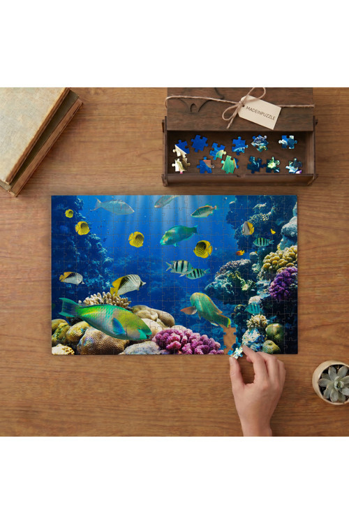 Denizaltı Canlıları Tasarımı 240 parça Ahşap Puzzle Ahşap Kutuda MP00784