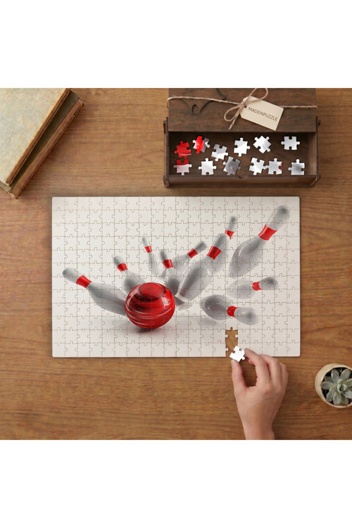Devrilen Bowling Topları Tasarımı 240 parça Ahşap Puzzle Ahşap Kutuda MP01905