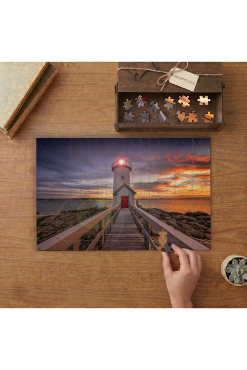 Deniz Feneri Yolu Tasarımı 240 parça Ahşap Puzzle Ahşap Kutuda MP07227