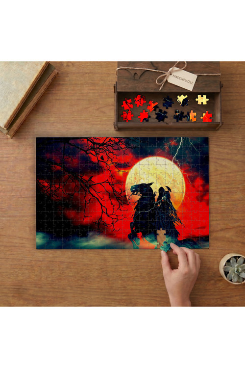 Gece - Atın Üstündeki Asker Tasarımı 240 Parça Ahşap Puzzle Ahşap Kutuda MPY10407