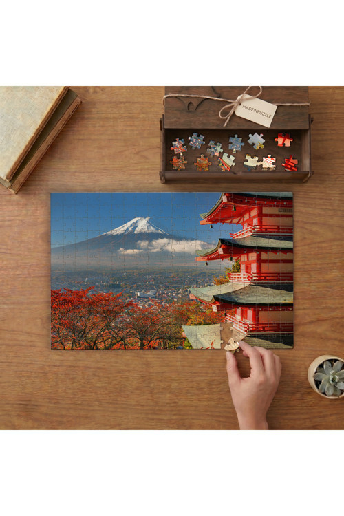 Fuji Dağı - Japonya - Sonbahar - Manzara Tasarımı 240 parça Ahşap Puzzle Ahşap Kutuda MP03330