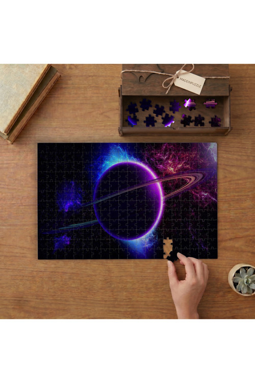 Gezegen - Evren - Galaksi Tasarımı 240 Parça Ahşap Puzzle Ahşap Kutuda MPY40399