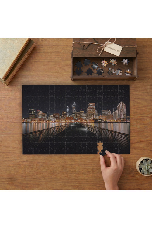 Gece Işıkları - Şehir - Yansıma Tasarımı 240 parça Ahşap Puzzle Ahşap Kutuda MP08765