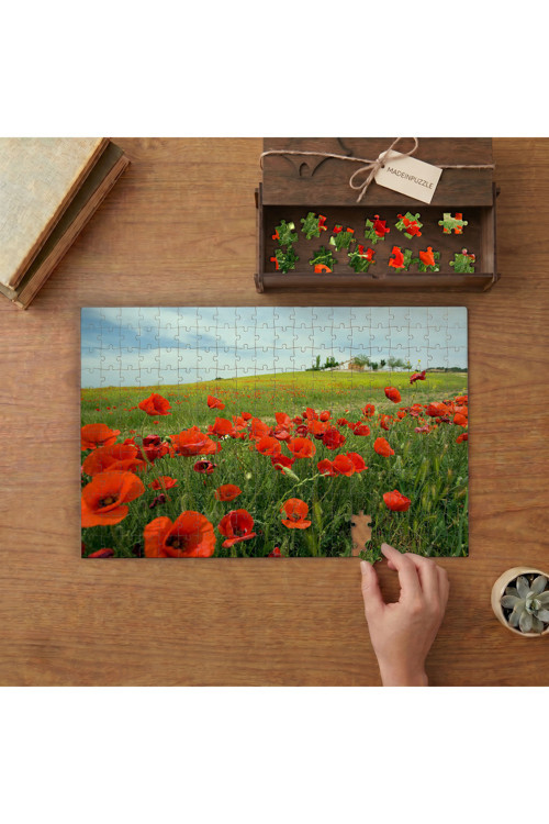 Gelincik Tarlası - Doğa Tasarımı 240 parça Ahşap Puzzle Ahşap Kutuda MP04230