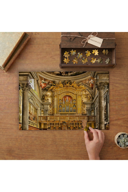 Görkemli Klasik Katedral İç Mekanı Tasarımı 240 parça Ahşap Puzzle Ahşap Kutuda MP06050