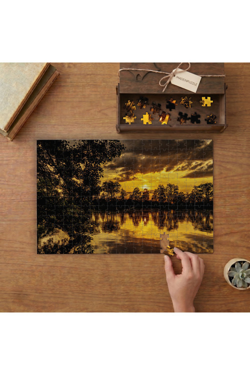 Günbatımı Doğa Manzarası Tasarımı 240 parça Ahşap Puzzle Ahşap Kutuda MP01982