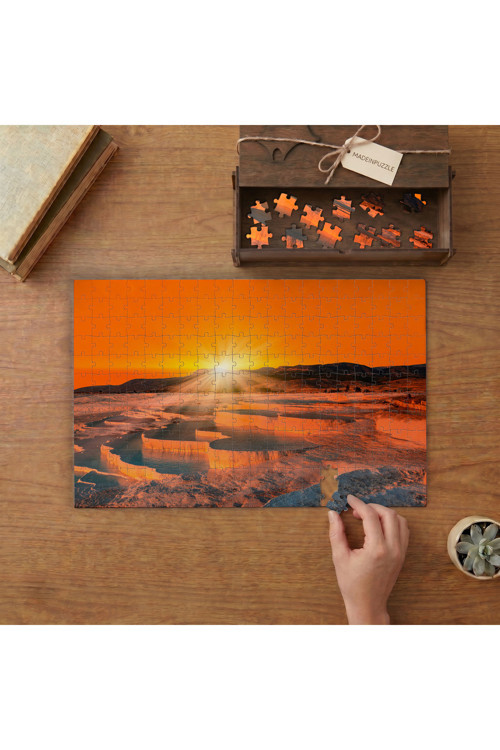 Günbatımında Pamukkale Tasarımı 240 parça Ahşap Puzzle Ahşap Kutuda MP02212