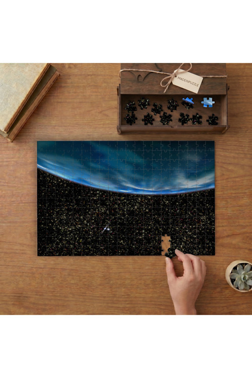 Gökyüzü Yıldızlı Gece Tasarımı 240 parça Ahşap Puzzle Ahşap Kutuda MP04848