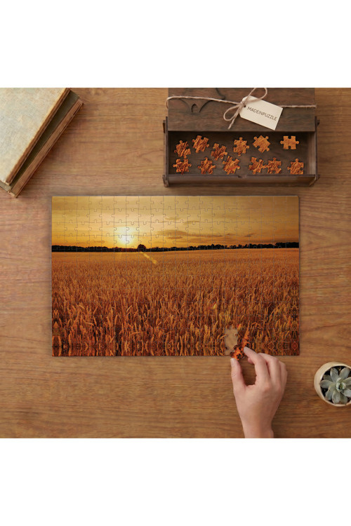 Günbatımında Buğday Tarlası Tasarımı 240 parça Ahşap Puzzle Ahşap Kutuda MP06587