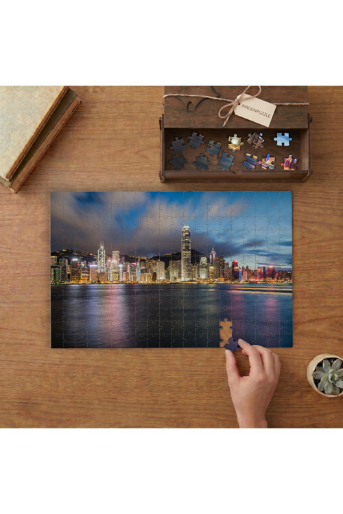 HongKong Gece Manzarası Tasarımı 240 parça Ahşap Puzzle Ahşap Kutuda MP04152