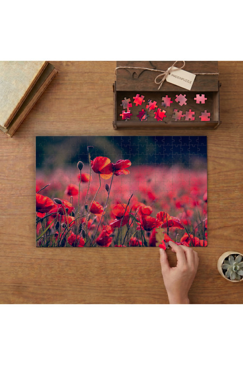 Günbatımında Gelincik Tarlası Tasarımı 240 parça Ahşap Puzzle Ahşap Kutuda MP05254
