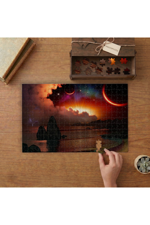 Gün Geceye Dönerken Manzara Tasarımı 240 Parça Ahşap Puzzle Ahşap Kutuda MPY10381
