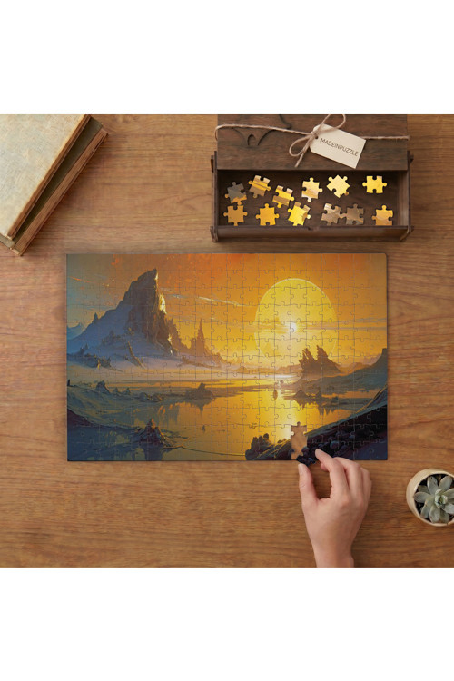 İllüstrasyon Dağlar ve Gökyüzü Tasarımı 240 Parça Ahşap Puzzle Ahşap Kutuda MPY10155