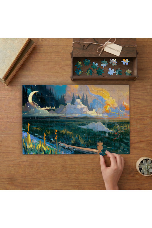 İllüstrasyon Doğa Manzarası Tasarımı 240 Parça Ahşap Puzzle Ahşap Kutuda MPY40299