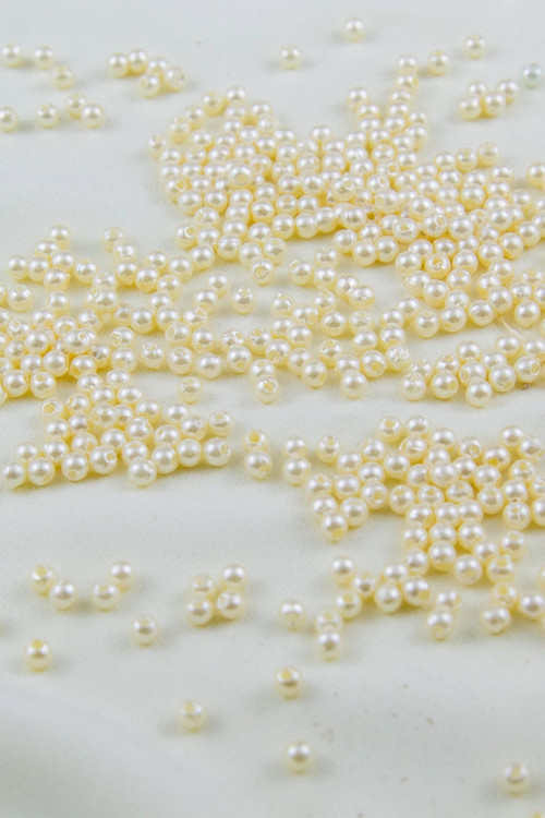 4 mm Çift Renk Krem Tonu Plastik İnci Boncuk Aksesuar Takı Malzemesi (25 Gr)