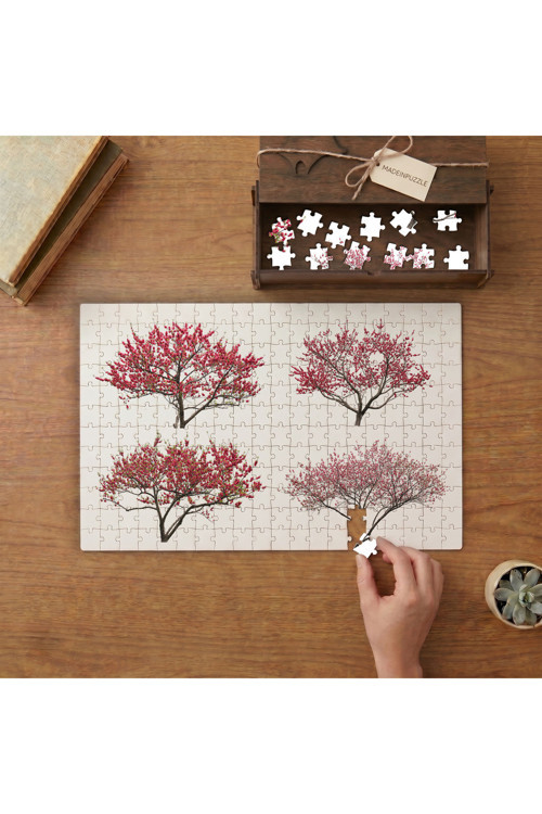 Japon Kiraz Çiçeği Ağaçları Tasarımı 240 parça Ahşap Puzzle Ahşap Kutuda MP00488