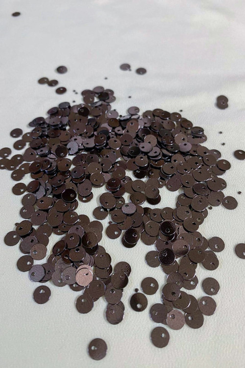 Antra Kahve 6 mm Yandan Delikli Pul Payet 25 Gr (Tülbent, Oya, Havlu Malzemesi)