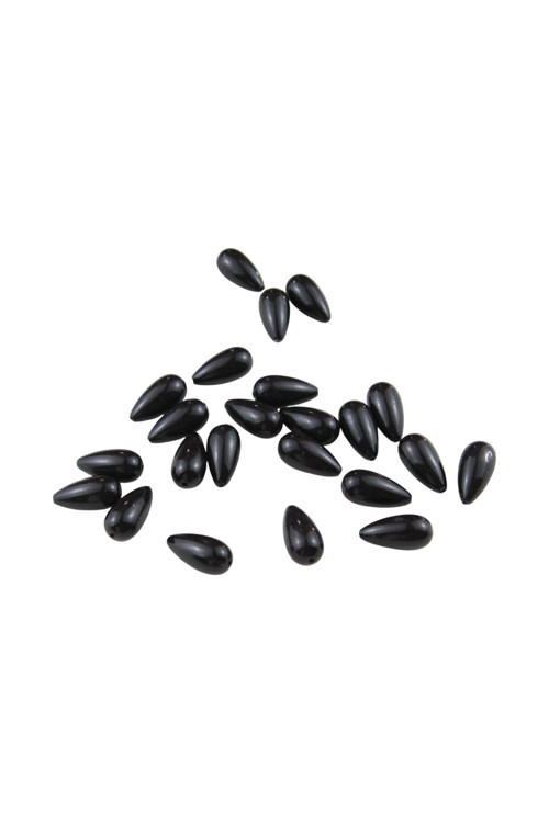 Damla İnci İçten Delikli 12x23 mm Siyah Boncuk (25 gr 16 Adet)