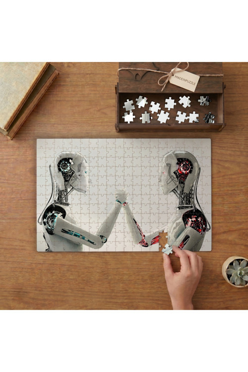 Kardeş Robotlar - Yapay Zeka - Tekoloji Tasarımı 240 parça Ahşap Puzzle Ahşap Kutuda MP01448