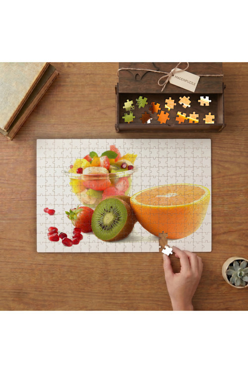 Kasede Karışık Meyveler Tasarımı 240 parça Ahşap Puzzle Ahşap Kutuda MP00374