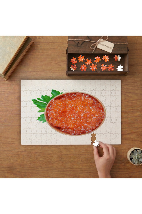 Kasedeki Kırmızı Havyarlar Tasarımı 240 parça Ahşap Puzzle Ahşap Kutuda MP03928
