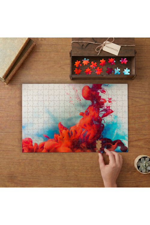 Kırmızı Duman - Soyut Resim Tasarımı 240 parça Ahşap Puzzle Ahşap Kutuda MP00176