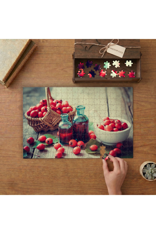 Kuşburnu - Kuşburnu Esansı Görseli Tasarımı 240 parça Ahşap Puzzle Ahşap Kutuda MP01304