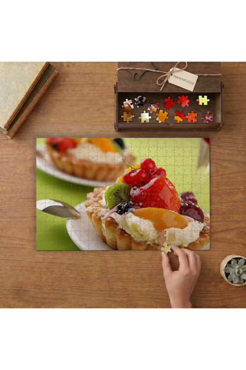 Meyveli Tartolet Tasarımı 240 parça Ahşap Puzzle Ahşap Kutuda MP01734