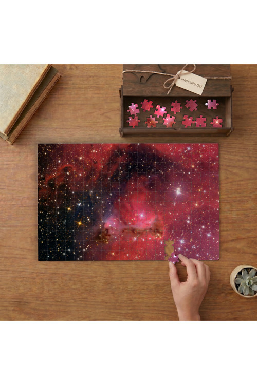 Mavi Kırmızı Bulutlar Yıldızlar Galaksi Tasarımı 240 Parça Ahşap Puzzle Ahşap Kutuda MPY60255