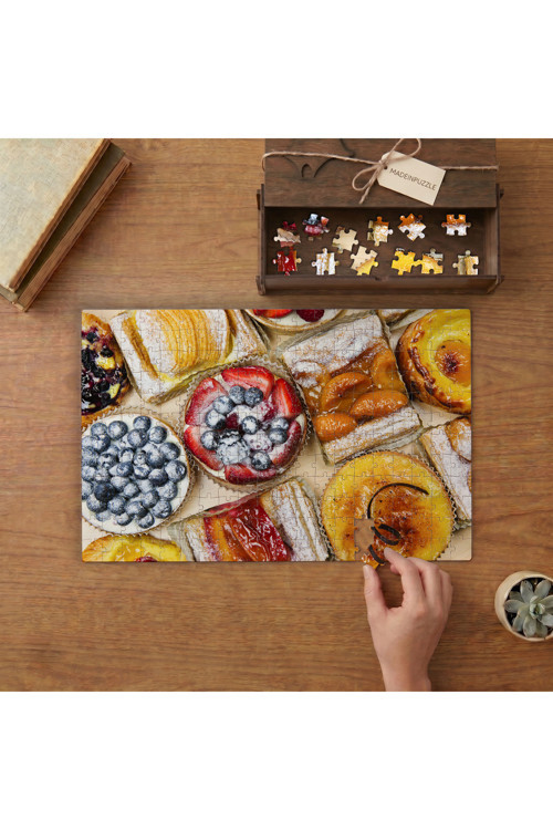 Meyveli Tatlılar Tasarımı 240 parça Ahşap Puzzle Ahşap Kutuda MP09384