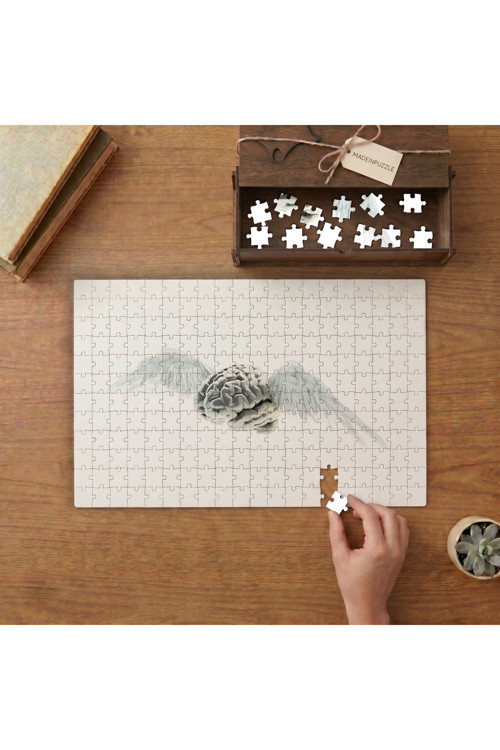Melek Kanatlı Beyin Tasarımı 240 parça Ahşap Puzzle Ahşap Kutuda MP00499