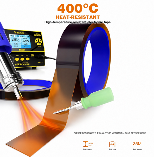 400 °C DAYANIKLI KAPTON TAPE POLİİMİD YANMAZ BANT 25 MM 35 METRE