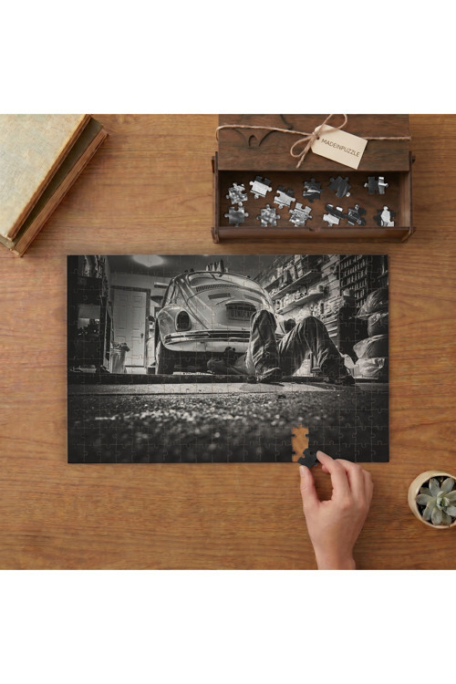 Nostaljik Araba Tamiri Tasarımı 240 parça Ahşap Puzzle Ahşap Kutuda MP03166