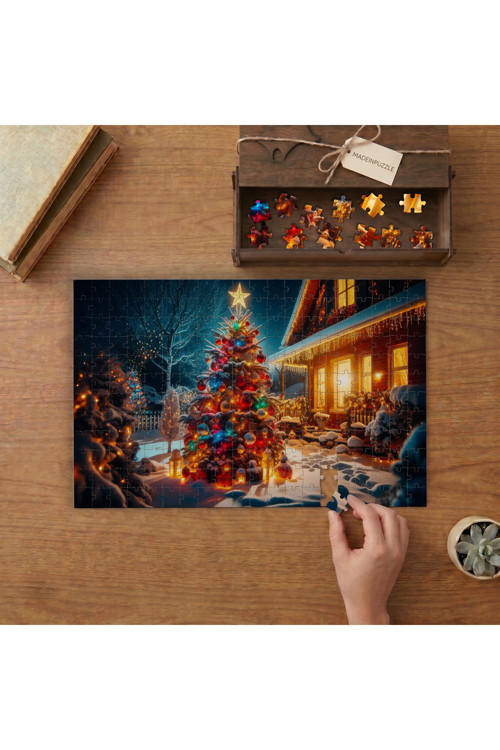 Noel Ağacı - Güzel Ev Tasarımı 240 Parça Ahşap Puzzle Ahşap Kutuda MPY50300